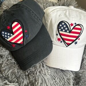 Flag HEART and stars Washed Vintage Ballcap